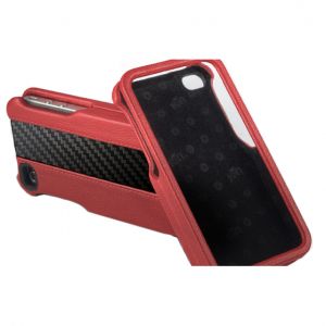 Чехол ION Carbon Fiber Leather Shell Red for iPhone 4 (i869- LRD035)